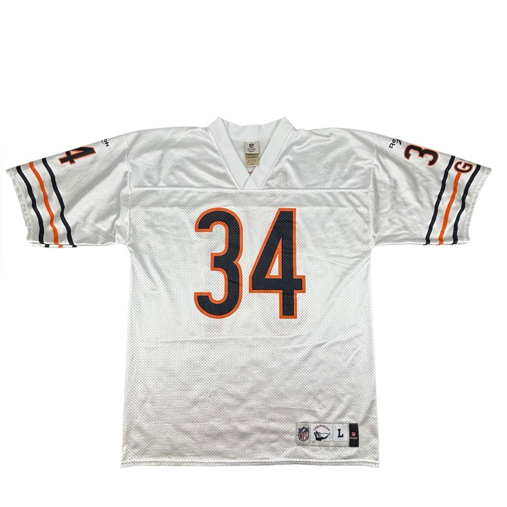 Reebok White and Orange Men's Chicago Bears Payton Jersey